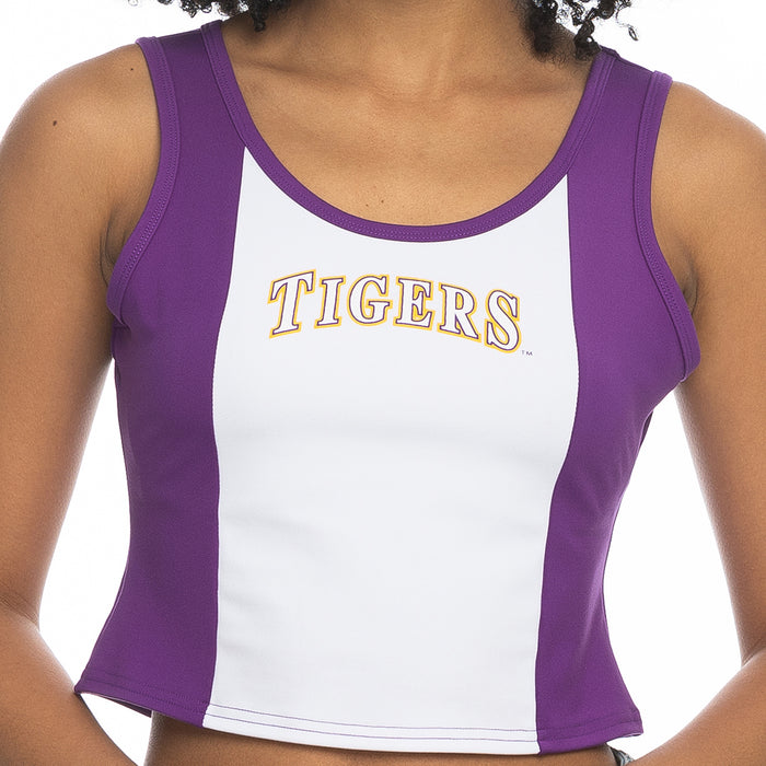 LSU Tigers ZooZatZ Women's Baseball Tigers Arch Crop Tank - Purple