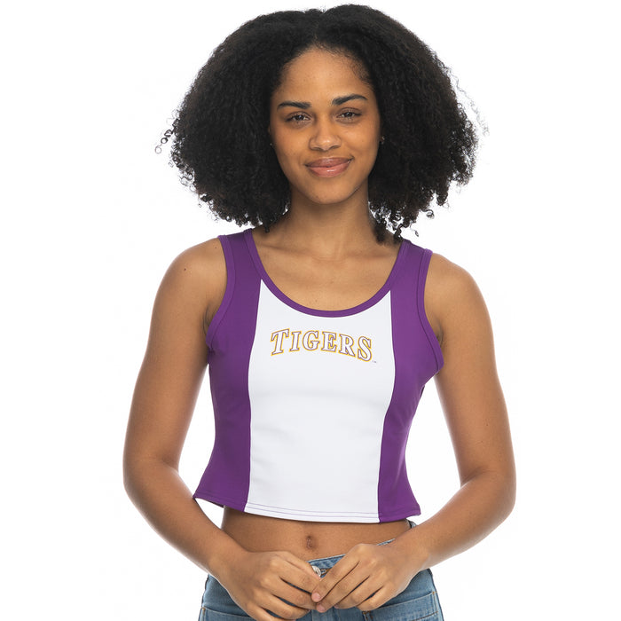 LSU Tigers ZooZatZ Women's Baseball Tigers Arch Crop Tank - Purple