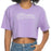 LSU Tigers ZooZatZ Women's Tigers Script Puff Ink Boxy Crop T-Shirt - Lavender