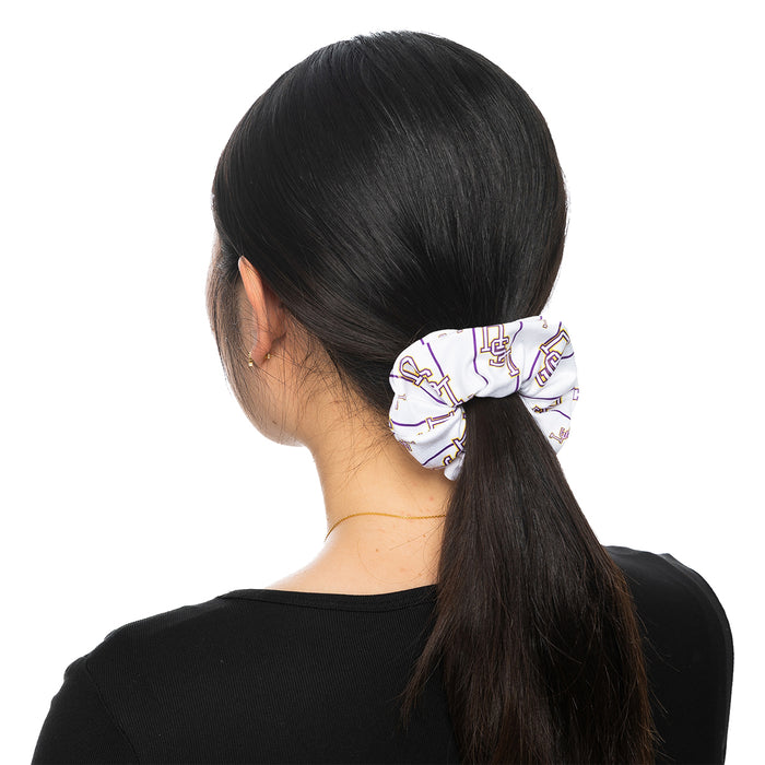 LSU Tigers ZooZatz Interlock Pinstripe Pattern Scrunchie - White