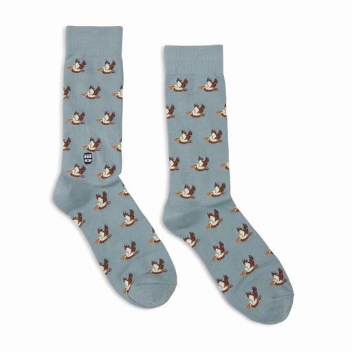 Louisiana Bonfolk Woven Pelican Pattern Socks- Dusty Blue