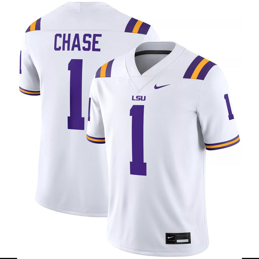 LSU Tigers Nike #1 Ja'Marr Chase Team Replica Football Jersey – White