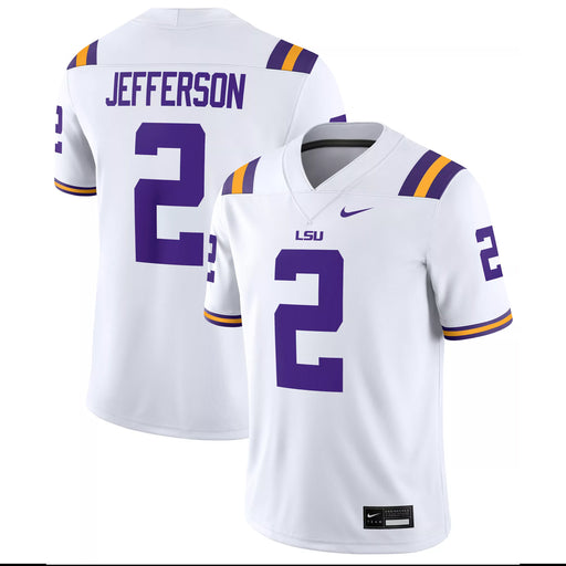 LSU Tigers Nike #2 Justin Jefferson Team Replica Football Jersey – White