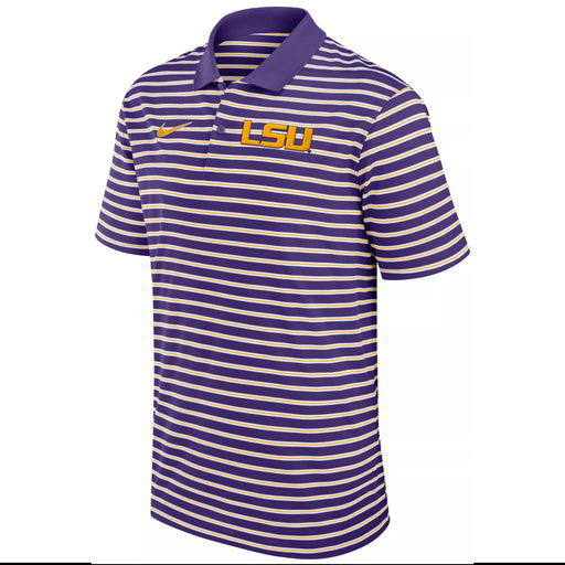 LSU Tigers Nike Primary Primetime Victory Stripe Pique Polo - Purple