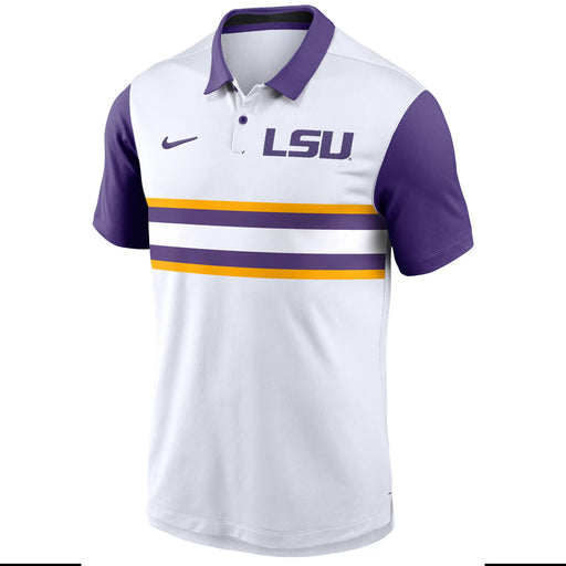 LSU Tigers Nike Primary Primetime Campus Stripe Vapor Performance Polo - Purple / White