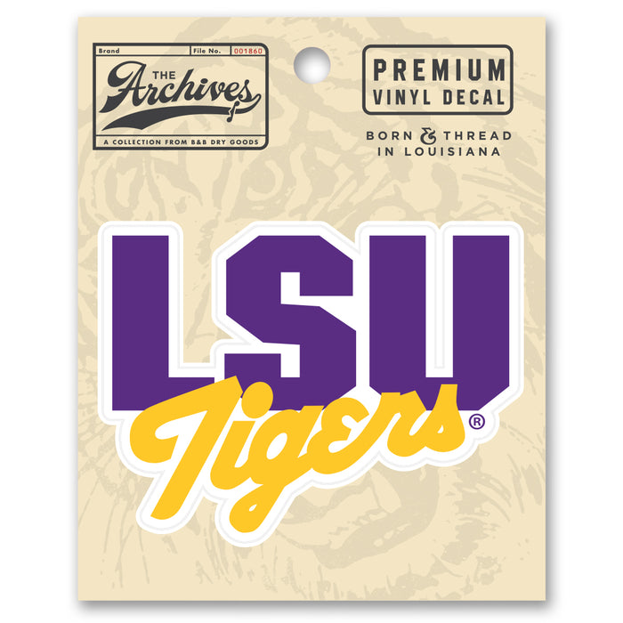 B&B Dry Goods LSU Tigers The Archives Vault Script Premium Vinyl Decal ...