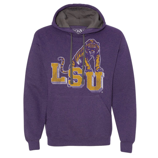 B&B Dry Goods LSU Tigers Retro Step Fleece Pullover Hoodie - Heather Grape