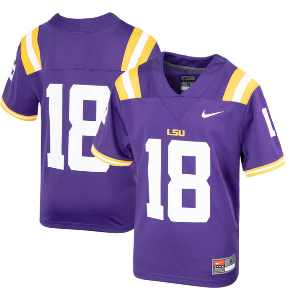 LSU Tigers Nike #18 Toddler/ Kids / Youth Team Replica Football Jersey —  Bengals & Bandits