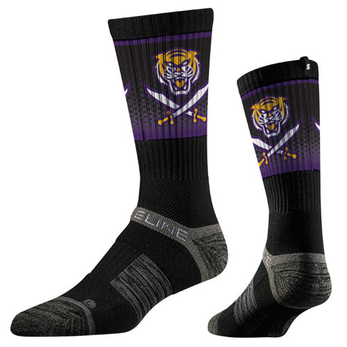 Bengals & Bandits Strideline Tri-Color Performance Crew Socks - Black