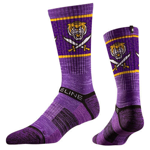 Bengals & Bandits Strideline Tri-Color Performance Crew Socks - Purple