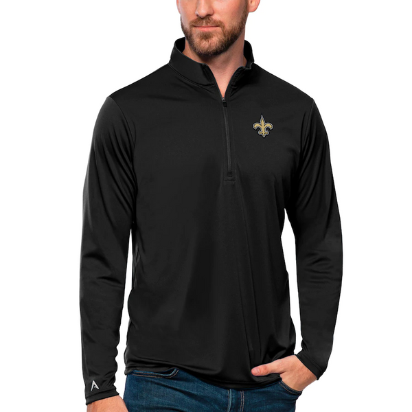 New Orleans Saints Antigua Tribute Quarter-Zip Pullover - Black